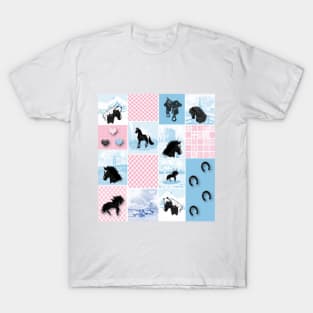 Horse Lovers Patchwork Pattern T-Shirt